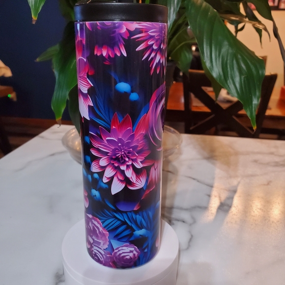 3D Flower Art 20oz Tumbler with duo lids 🎉sale - Picture 5 of 11